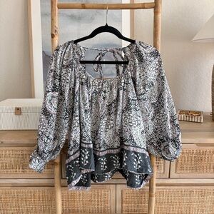 Cleobella Black Paisley Print Blouse Sz M